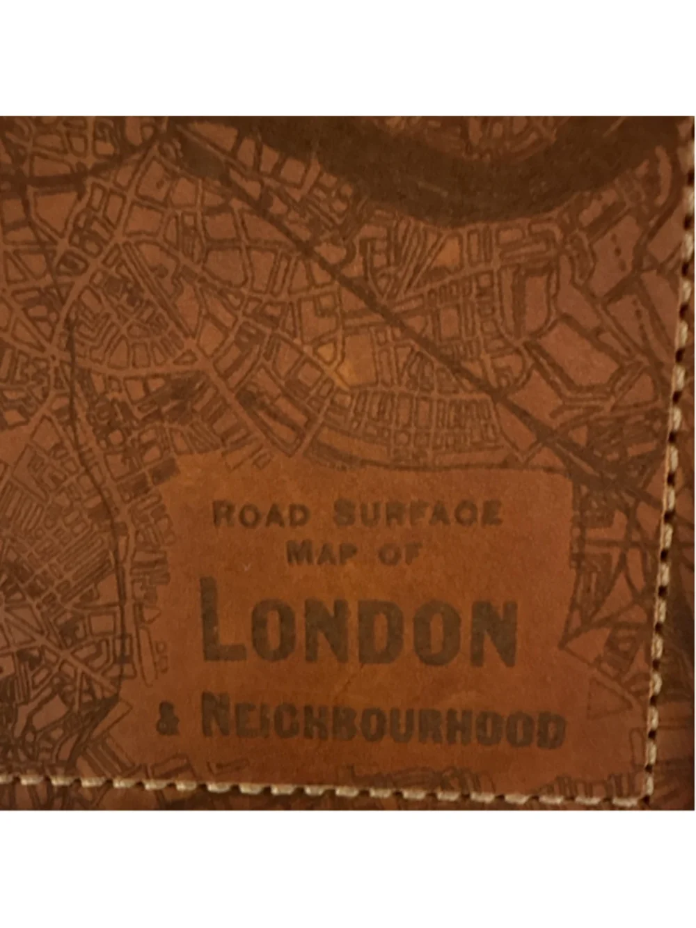Leather Passport/ID Wallet Organizer with Card Slots, London Map Design, Brown - Picture 6 of 7